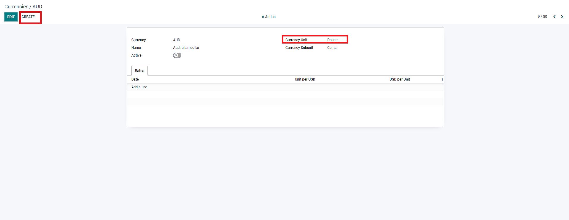 chart of accounts odoo Fill in the required details on the “Currencies” form and click on “Create”