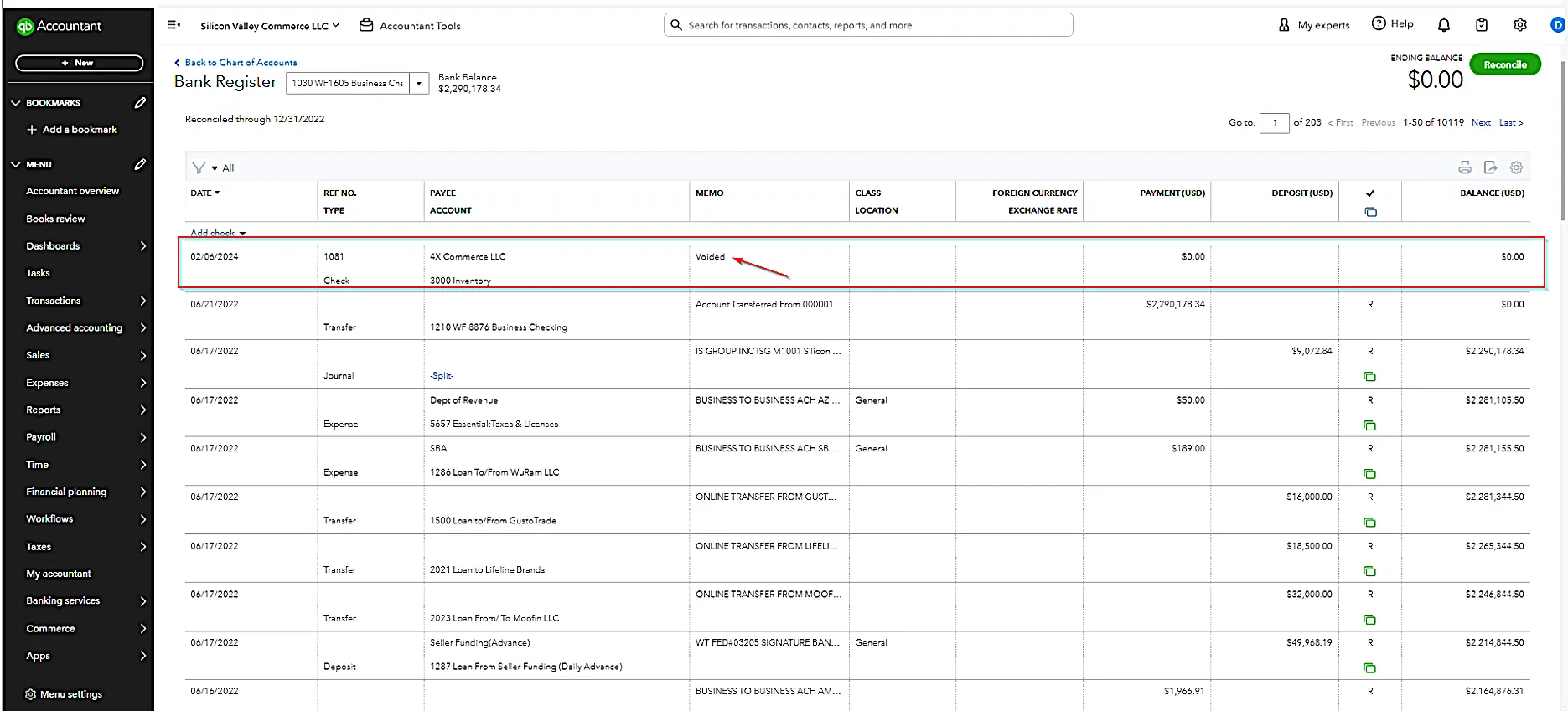 How to Void a Check in Quickbooks Review the Check Register