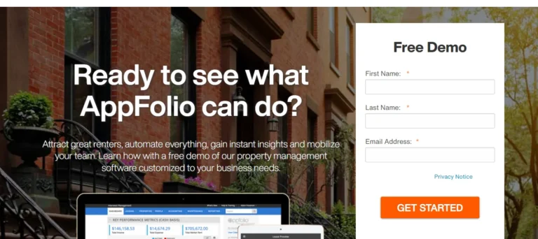 Enter your first name, last name, and email address for AppFolio Sign-Up
