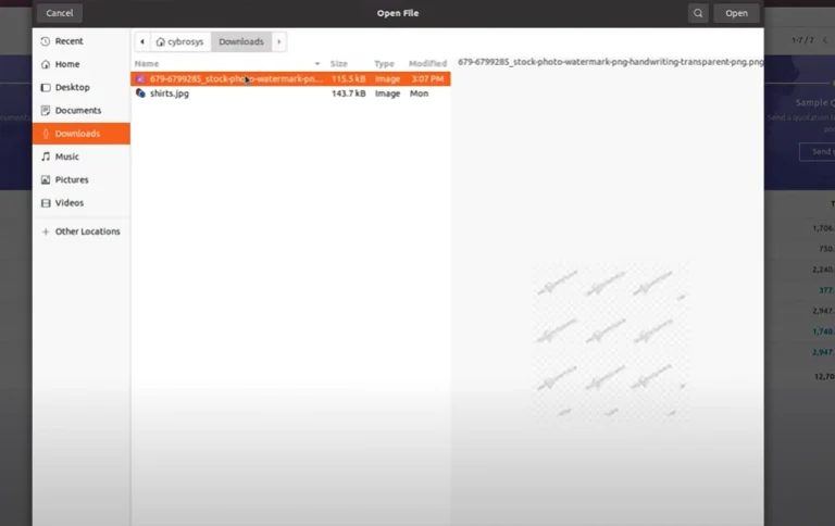 Select the file you want to upload.