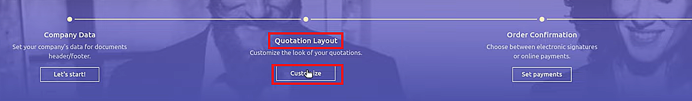 Click the “Customize” button under the “Quotation Layout” tab.