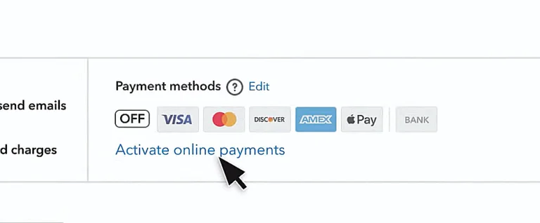Set QuickBooks Payment account using the “Activate Online Payments” option